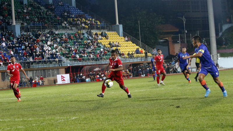 मैत्रीपूर्ण फुटबलको पहिलो खेलमा नेपाल र भारतले बराबरी खेले