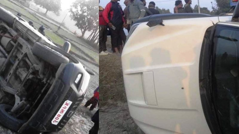 प्रदेश राज्यमन्त्री सवार गाडी दुर्घटना