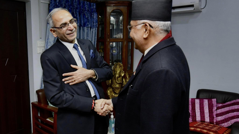 अध्यक्ष ओलीसँग भारतीय विदेशसचिव क्वात्राको भेटवार्ता