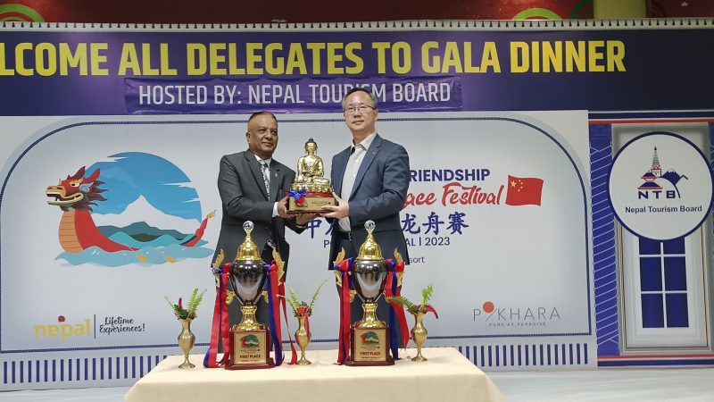 पोखरामा  नेपाल–चीन फ्रेन्डसिप ड्रागन बोट रेस फेस्टिभल-२०२३ कार्यक्रममा सहभागी  चाइनिज राजदूत सङ